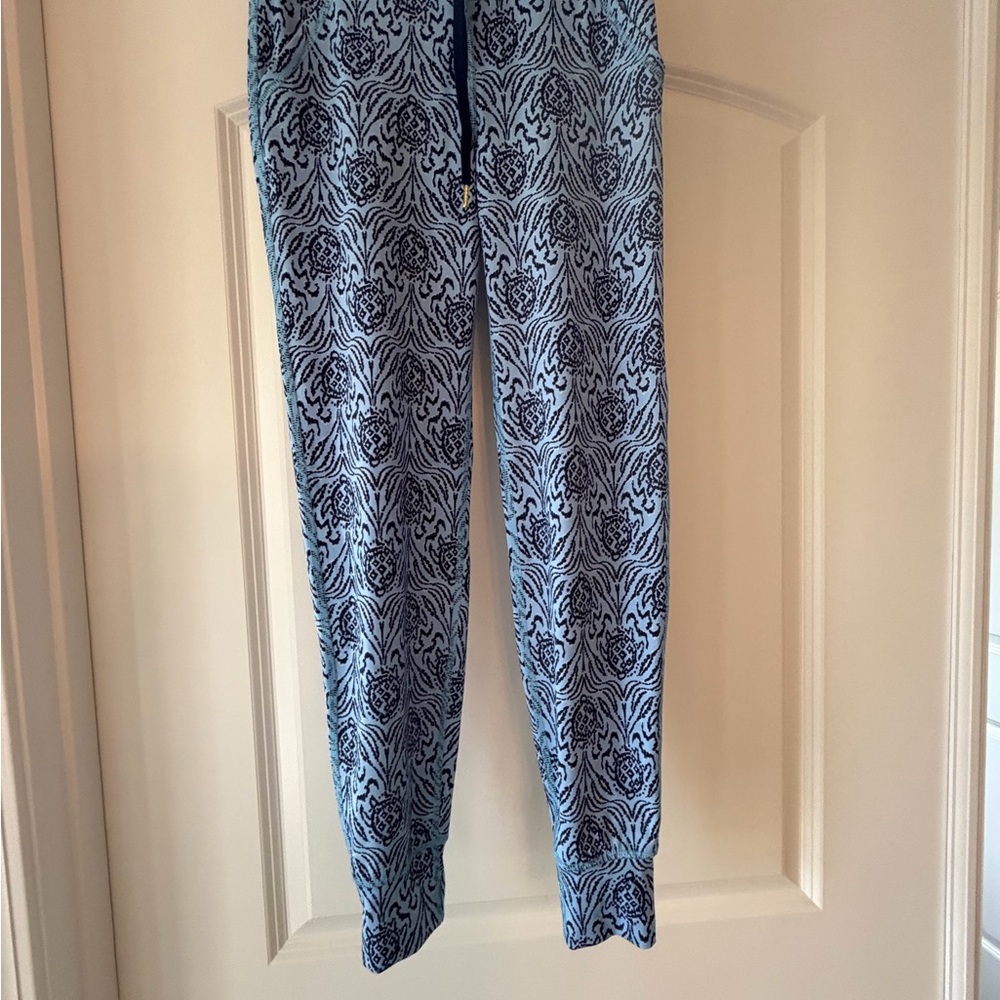 Lilly Pulitzer Pants Women’s XXS Jogger Bon Bon Blue Go Your Own Wave Turtle EUC